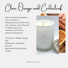 Load image into Gallery viewer, Clove, Orange & Cedarleaf Scented Candles